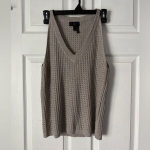Donna Karan Open Knit Metallic Silver Tank